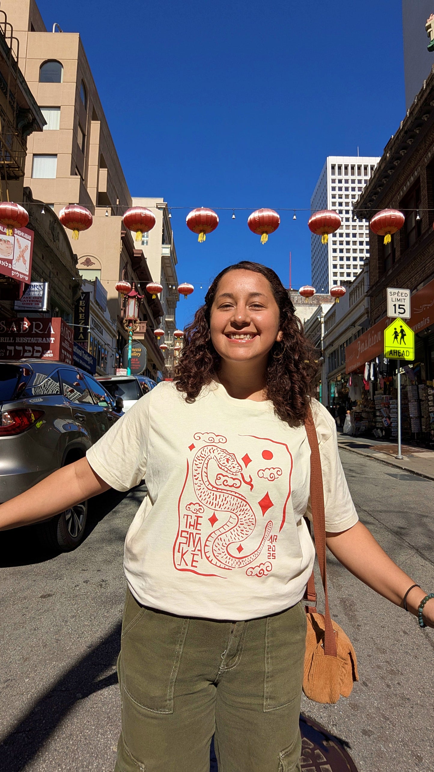 The Snake Tee In Cream/Red